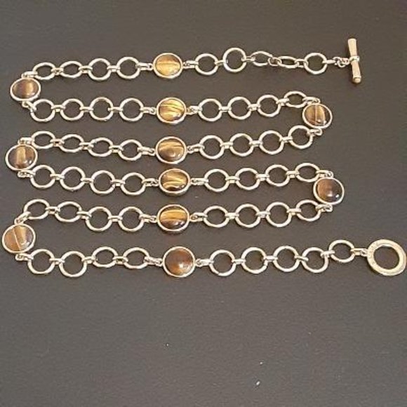 Chaps Gold Tone Chain with Amber Tiger Tone Beads - Picture 8 of 11